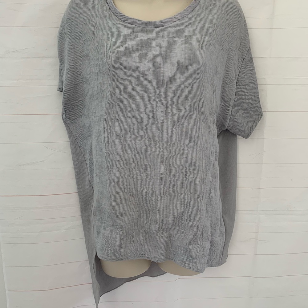 Zara Short Sleeve Gray size M Hi Low Sheer Blouse